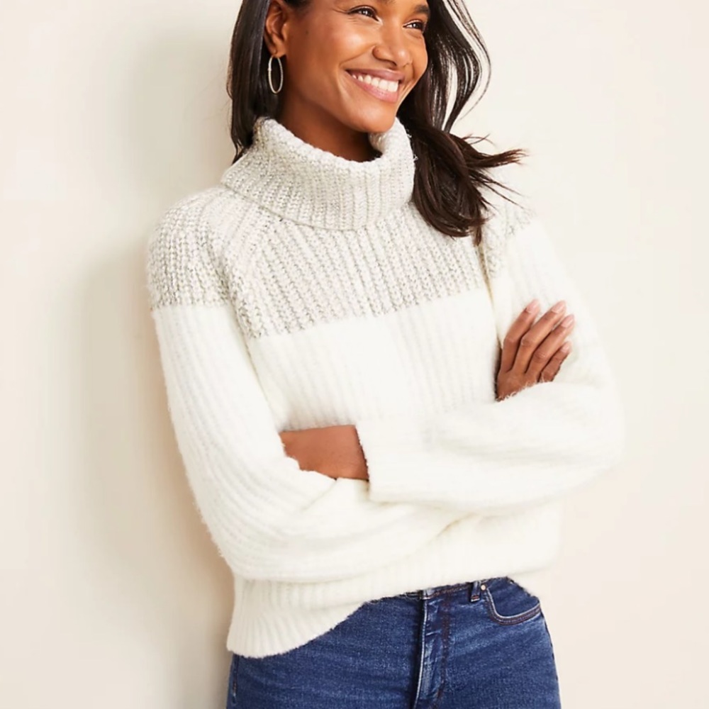 NWT Ann Taylor Shimmer Ribbed Turtleneck Sweater